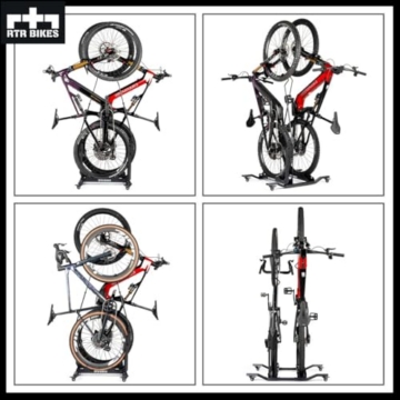 RTR BIKES Double Up Fahrradständer Boden für 2 Fahrräder - Vertikal & Freistehend auf Rollen - E-Bike geeignet bis 60kg (2x30kg) - Platzsparend 0,5m² - Ohne Bohren - Made in EU - 7
