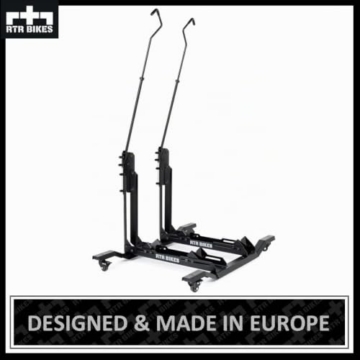 RTR BIKES Double Up Fahrradständer Boden für 2 Fahrräder - Vertikal & Freistehend auf Rollen - E-Bike geeignet bis 60kg (2x30kg) - Platzsparend 0,5m² - Ohne Bohren - Made in EU - 8
