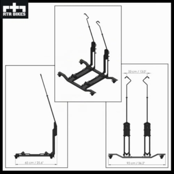 RTR BIKES Double Up Fahrradständer Boden für 2 Fahrräder - Vertikal & Freistehend auf Rollen - E-Bike geeignet bis 60kg (2x30kg) - Platzsparend 0,5m² - Ohne Bohren - Made in EU - 9