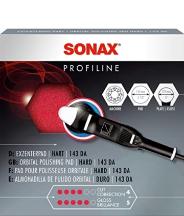 SONAX ExzenterPad hart 143 DA (1 Stück) harter feinporiger Schwamm zum Schleifpolieren von verkratzten und verwitterten Fahrzeuglacken | Art-Nr. 04934000 - 2