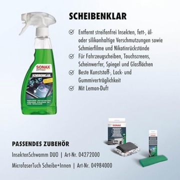 SONAX ScheibenKlar (500 ml) Glasreiniger | Scheibenreiniger zum Entfernen von Insektenverschmutzungen und Straßenschmutz von Fahrzeugscheiben und Scheinwerfern - 4